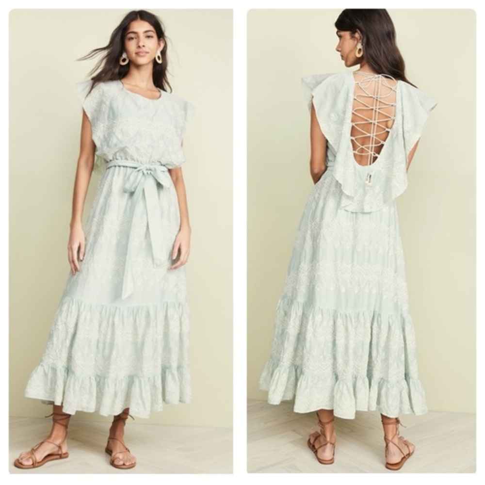 Anthropologie Love Sam Dress Sam Amia Embroidered Lace Maxi Dress